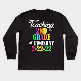 February 2022 Twosday 2-22-22 22nd Kids Long Sleeve T-Shirt